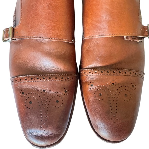 Allen Edmonds Double Monk Strap Leather Dress Shoes 11D Brown Cap Toe Luxury